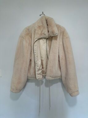 Anthropologie elevenses Plush Teddy Jacket in Light Cream